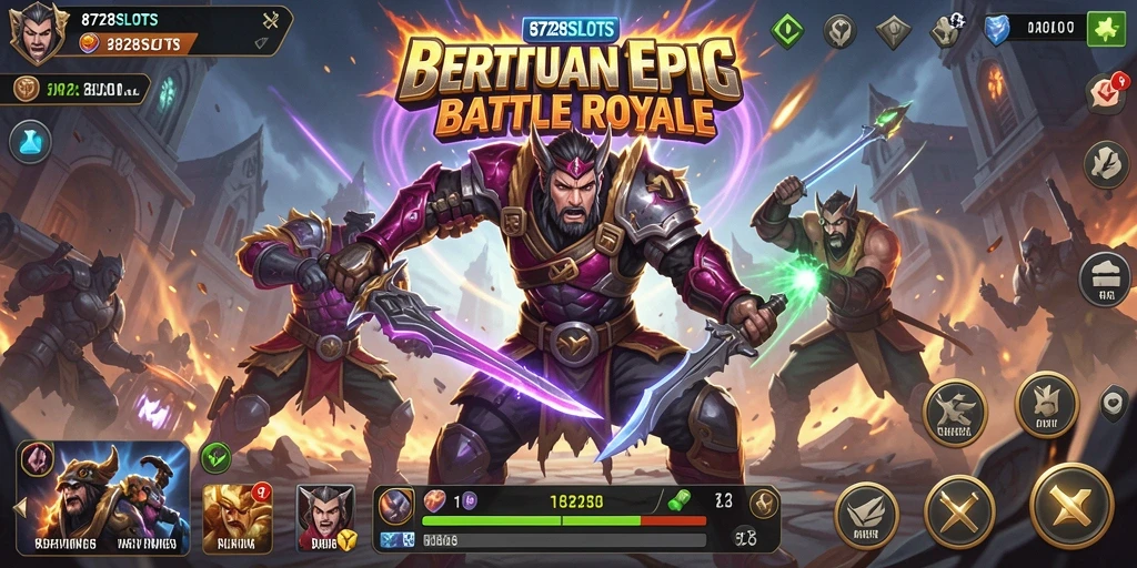 Tampilan aksi intens dalam gameplay Battle Royale 8728SLOTS.